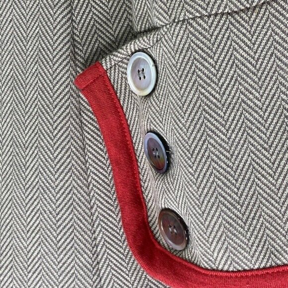 Jonano Women’s Tan Herringbone Modern Long Jacket Skirt Suit Set M/C38/W31 - Picture 6 of 9